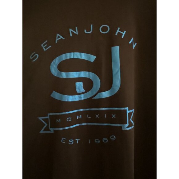 P. Diddy Sean John XXXL 3XL Original Fit Black & Metallic Bllue Branded Tshirt C - Picture 3 of 12
